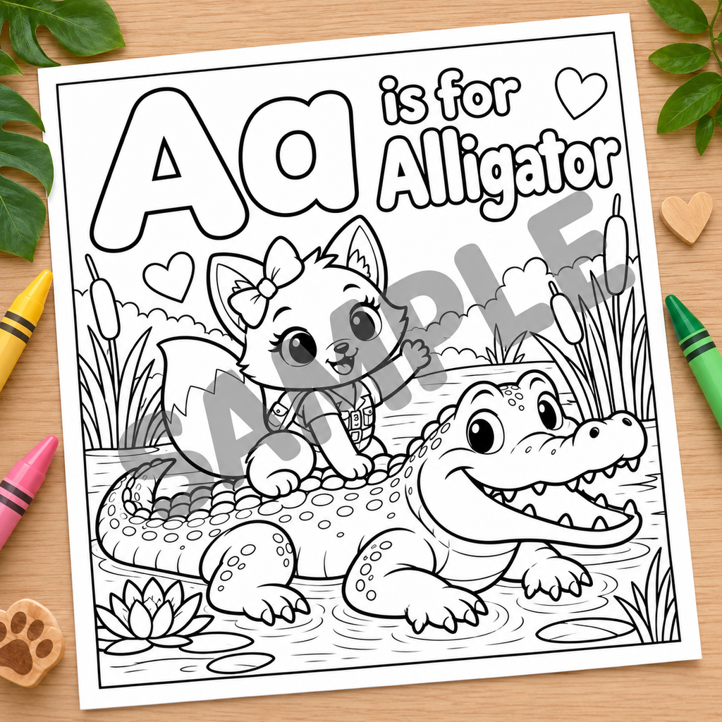 A–Z Animal Alphabet Coloring Book for Kids – Printable PDF